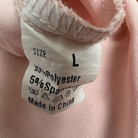 Womens Baby Pink Button Up V Neck Summer Loose Blouses Wide Flare Sleeves Large - Picture 5 of 11